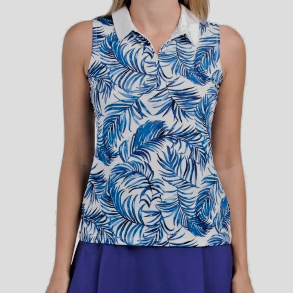 Tommy Bahama Golf NWT Women's Sea Breeze (Blue/White) AUBREY Polo, Size Large